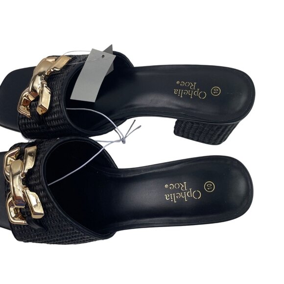 Ophelia Roe Womens Black Mules Sandals With Gold Accents Size 10 Medium - Picture 6 of 13